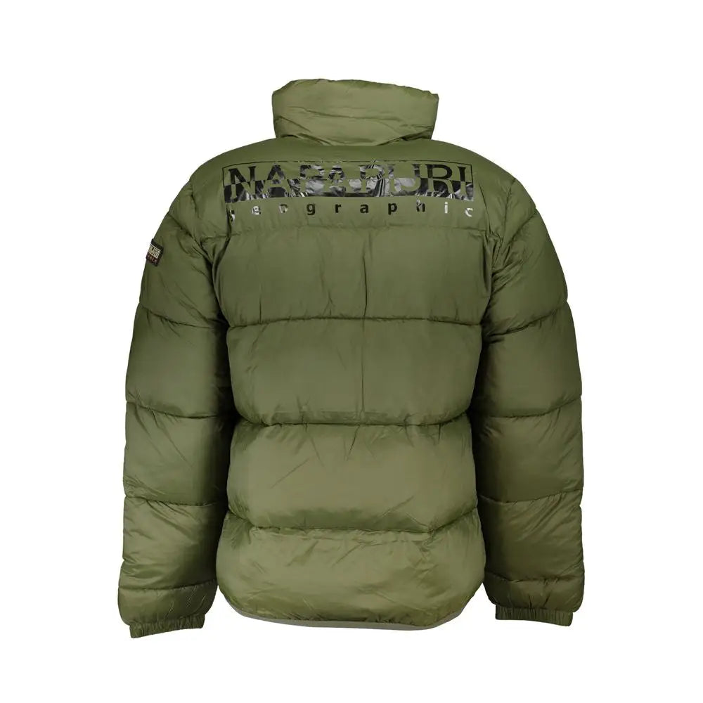 Napapijri green polyamide jacket med olivengrøn puffer og quiltet design