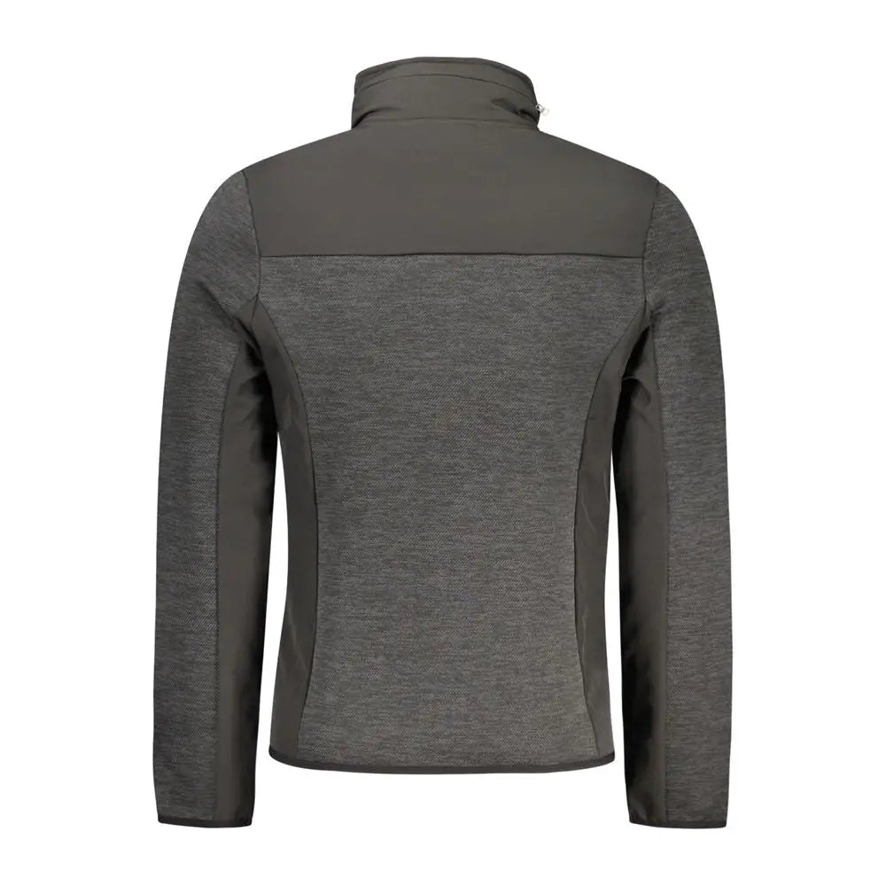 Mørkegrå langærmet fleecejakke med høj krave, outlet mærkevarer, spar 30-70%