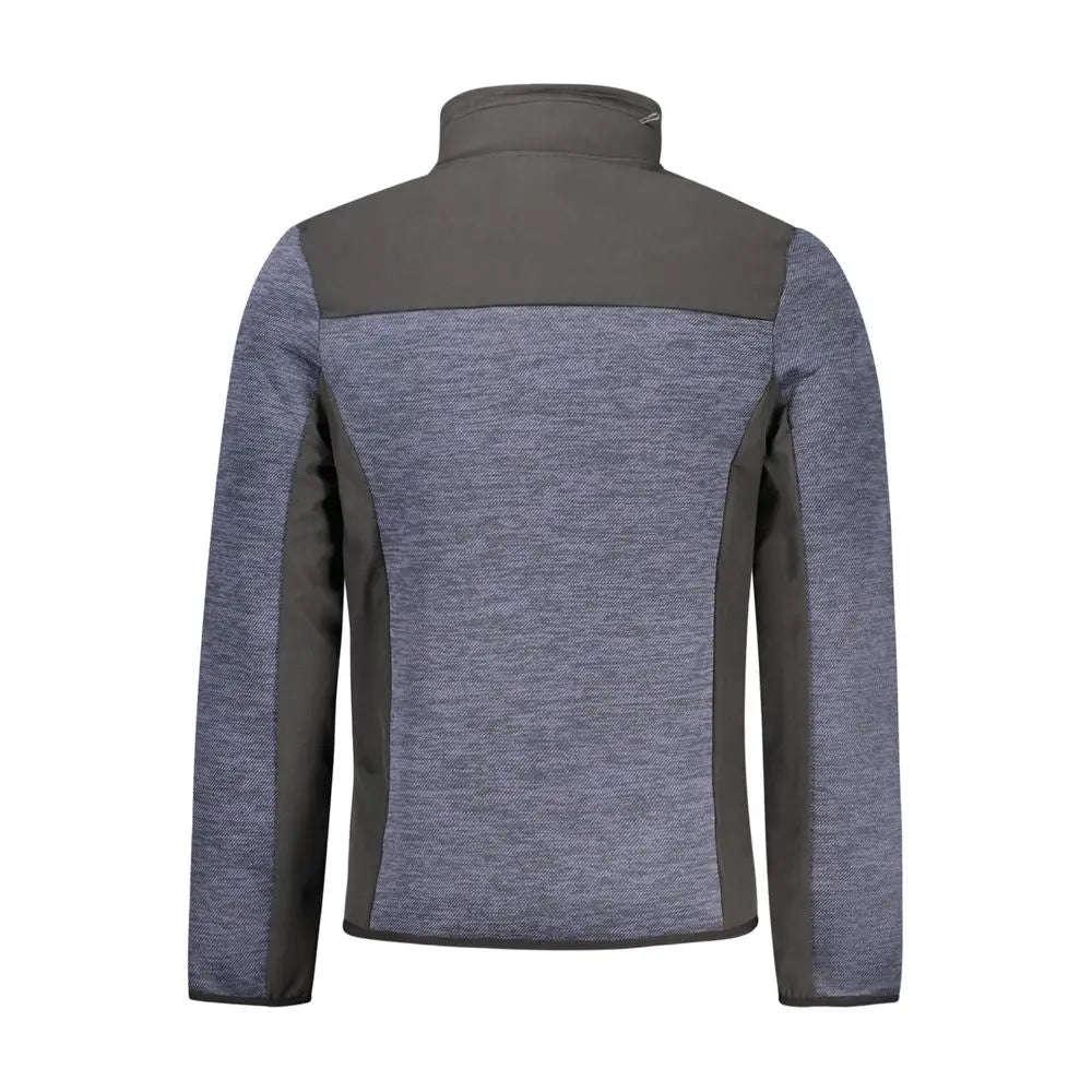 Grå og mørkegrå farveblok fleece jakke i blu polyester fra outlet mærkevarer, 100% originale brands