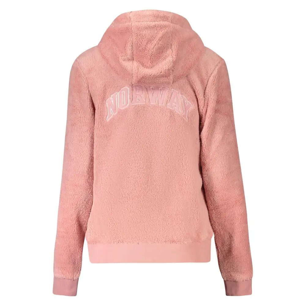 Bagpå pink fleece hoodie med Norway broderi, outlet mærkevarer 100% originale brands