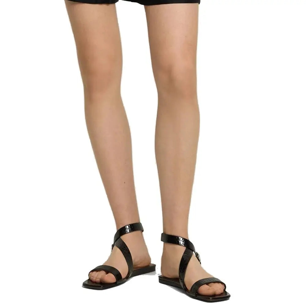 Paris Texas Black Calfskin Strap-On Sandals - Sandaler