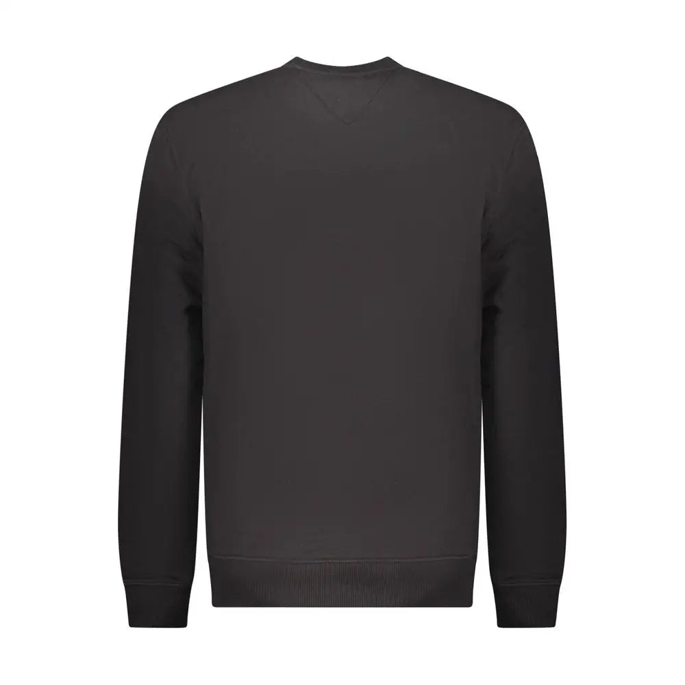 Tommy Hilfiger sort trøje i sort bomuld med ribkant manchetter og søm