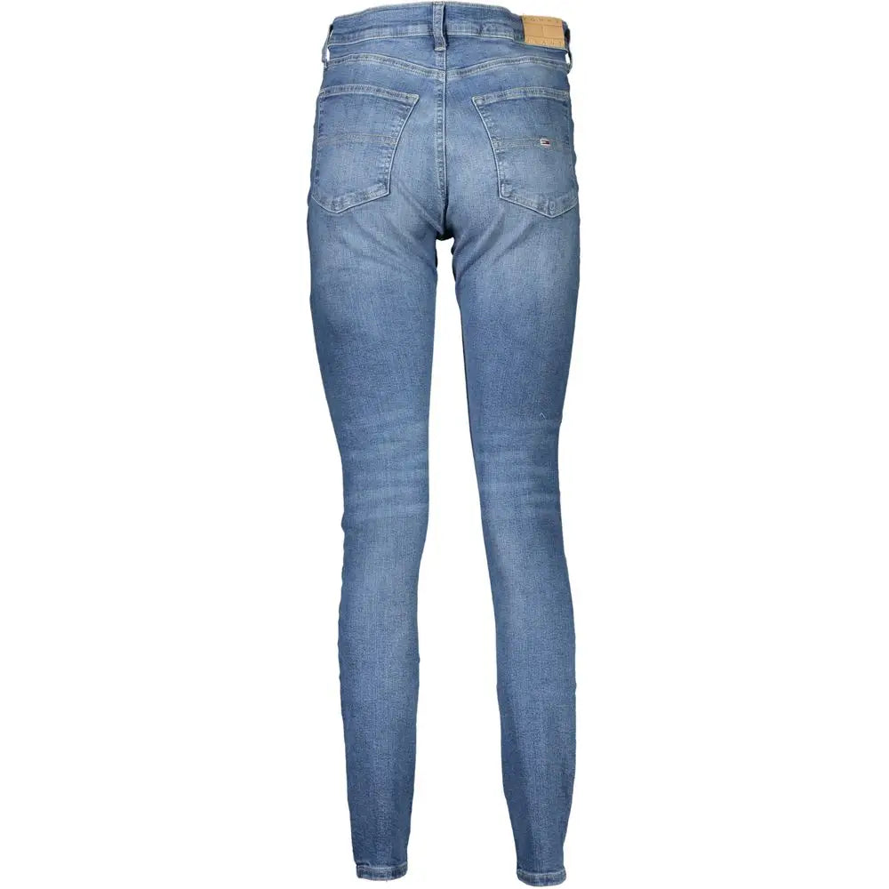 Tommy Hilfiger blue bomulds slim jeans med lys vask og læderetikette