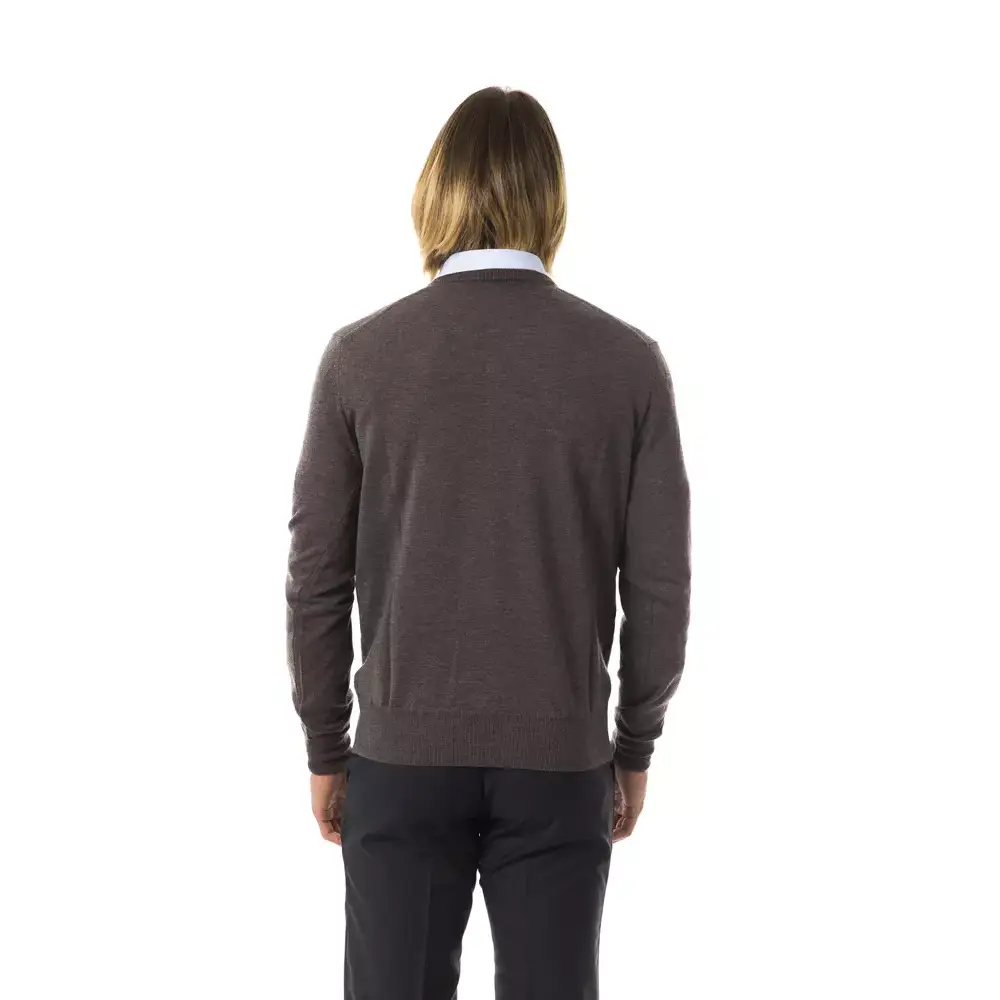 Uominitaliani Gray Merino Wool Men Sweater - Sweaters