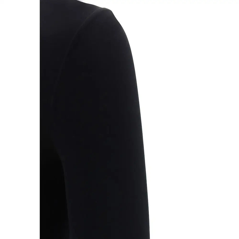 Wolford black polyamide top med sort velvetslærmæve og subtil glans