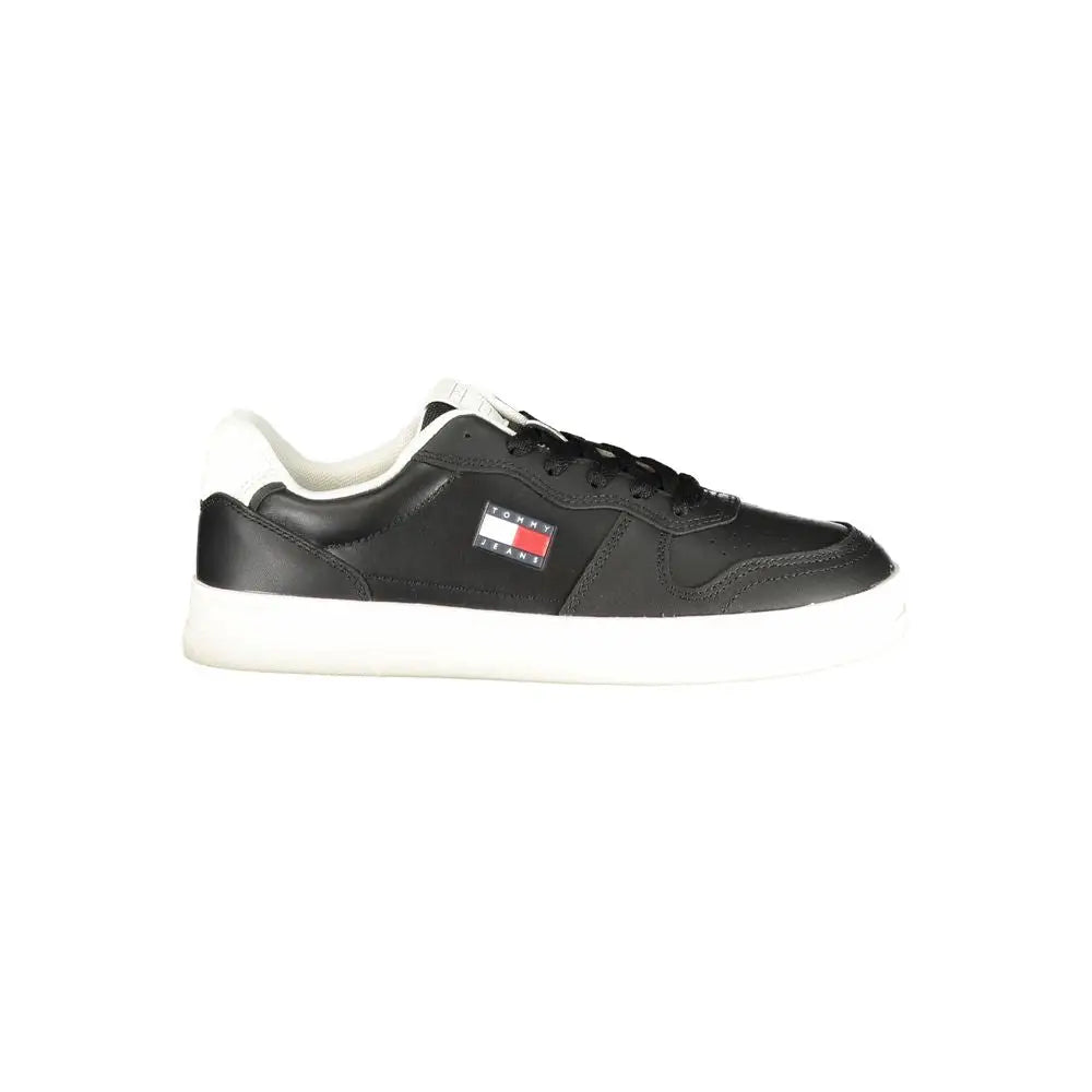 Tommy Hilfiger nero poliuretano donna sneaker sort med hvid sål og krave