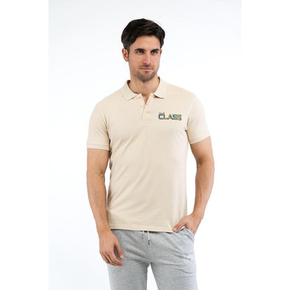 Cavalli Class Beige Cotton Polo Shirt
