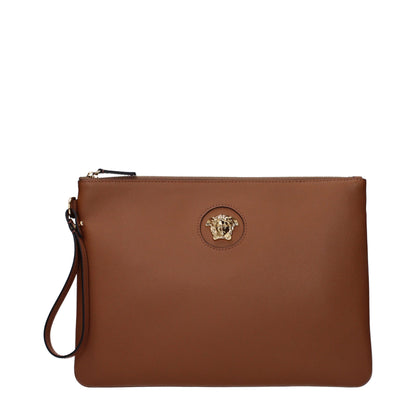 Versace Brown Leather Clutch Bag