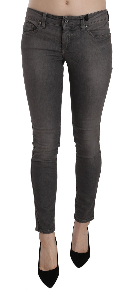 Costume National grey washed low waist skinny cotton jeans