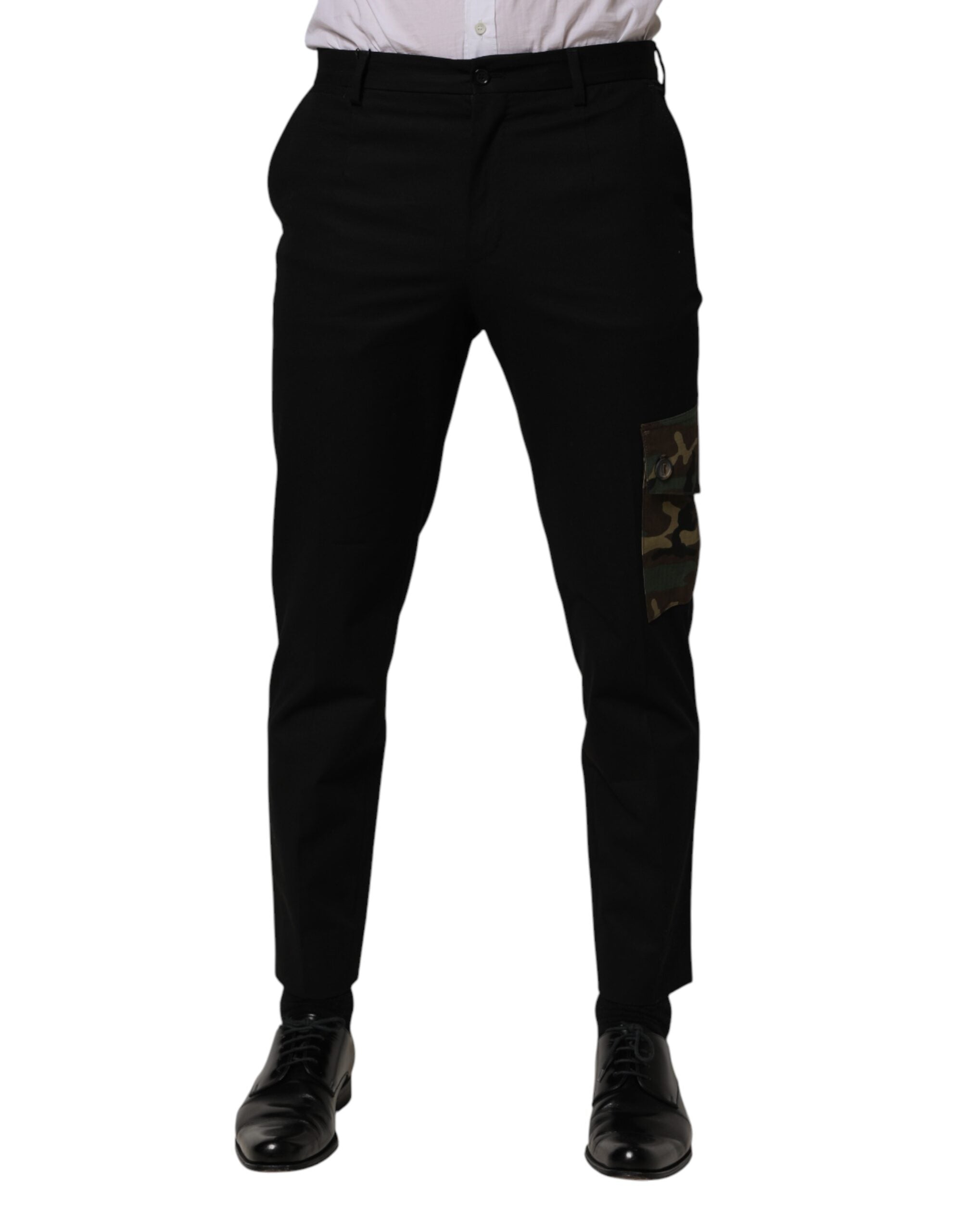 Dolce & Gabbana Black Cotton Skinny Dress Cargo Trouser Pants