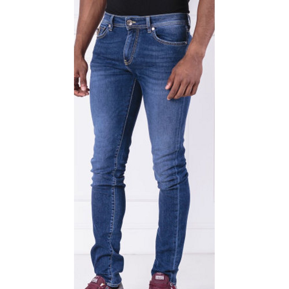 Gas Blue Cotton Slim Fit Jeans