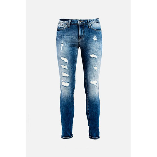 Gas Blue Cotton Relaxed Fit Jeans