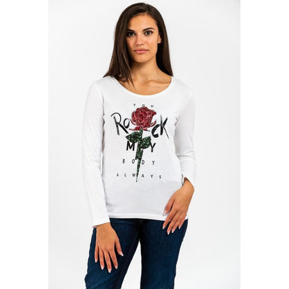 Gas White Cotton Long Sleeve T-Shirt