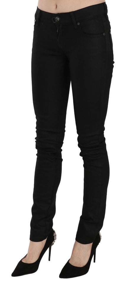 PLEIN SUD Cotton Black Mid Waist Skinny Denim Jeans