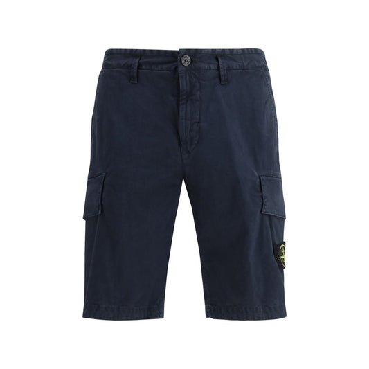 Stone Island Blue Cotton Bermuda Shorts