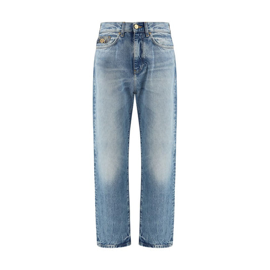 Versace distressed cotton-denim jeans – blue