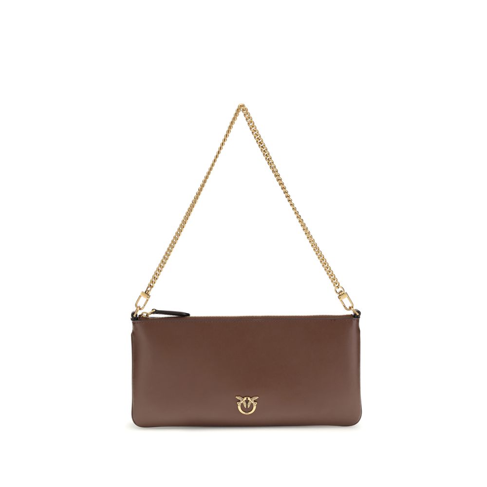 PINKO Brown Calf Leather Bos Taurus Shoulder Bag