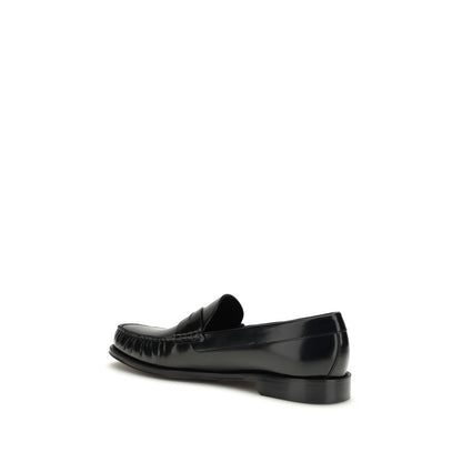 Tom Ford Black Calf Leather Bos Taurus Slip-On Loafers