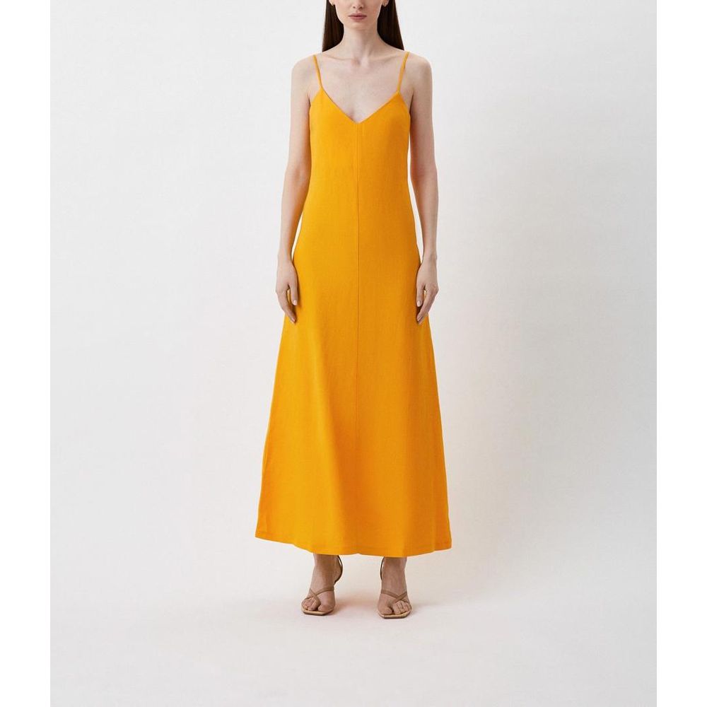 Patrizia Pepe Yellow Flax Casual Dress