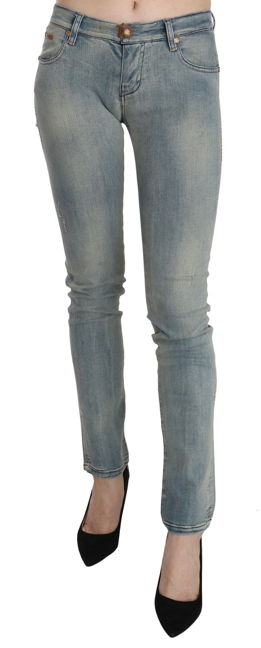 PLEIN SUD JENIUS light blue washed mid-waist skinny jeans