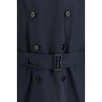 Burberry Blue Polyester Trench Coat