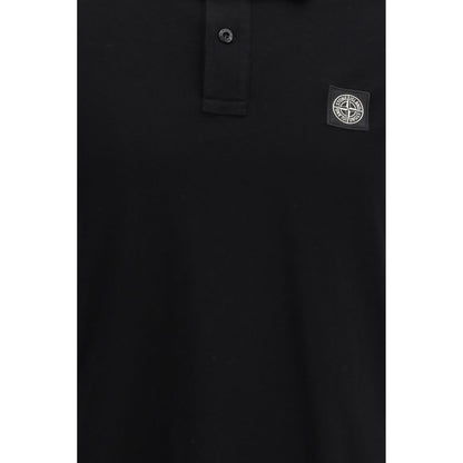Stone Island Black Cotton Polo Shirt