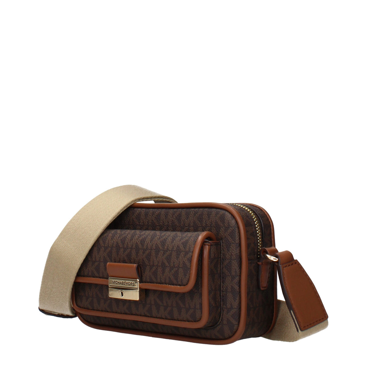 Michael Kors brown fabric crossbody bag