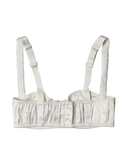 Dolce & Gabbana white silk satin underwire bra