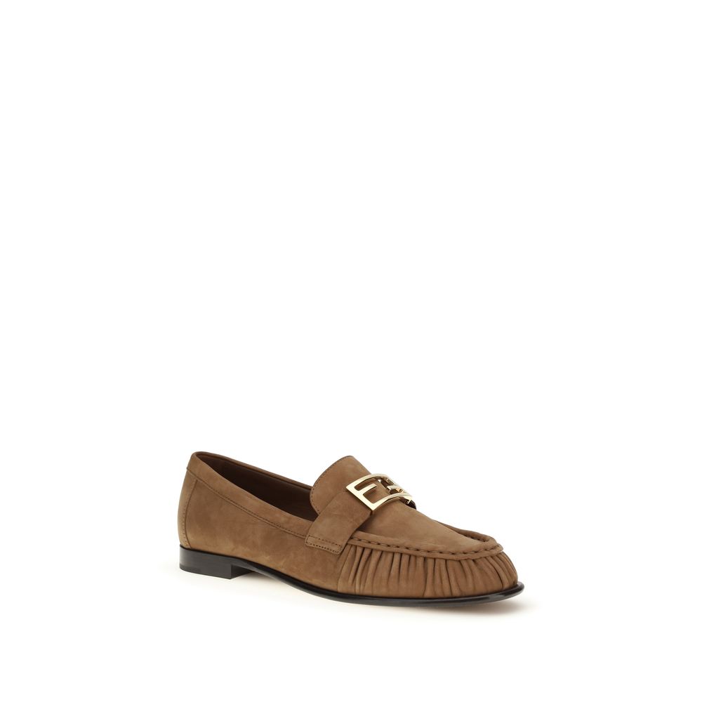 Fendi Brown Calf Leather Bos Taurus Slip-On Loafers