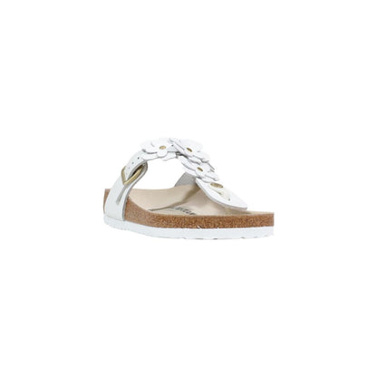 Birkenstock White Leather Flat Sandals