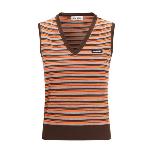 Miu Miu Multicolor Wool Sleeveles Sweater