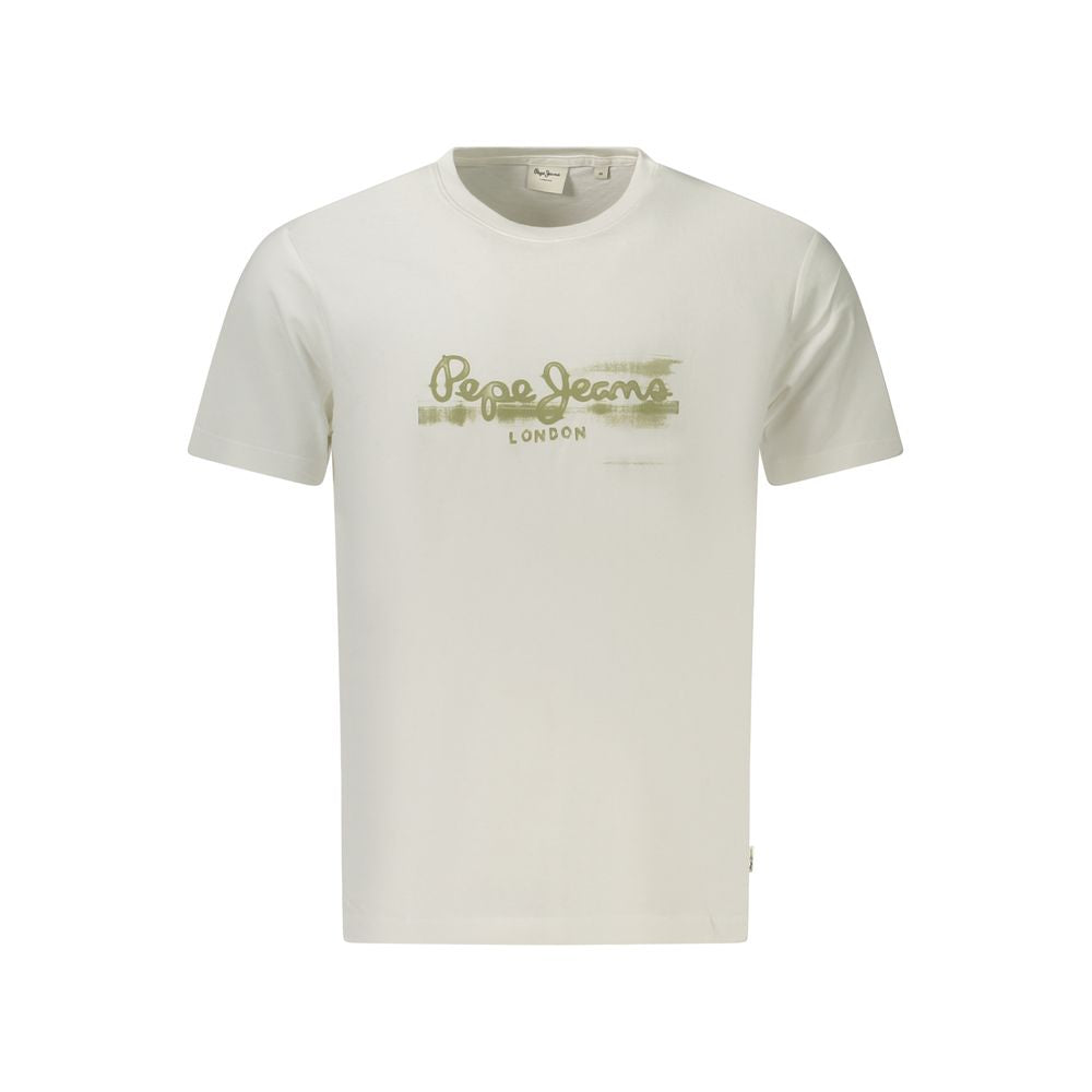 White Pepe Jeans organic cotton T-shirt with logo print