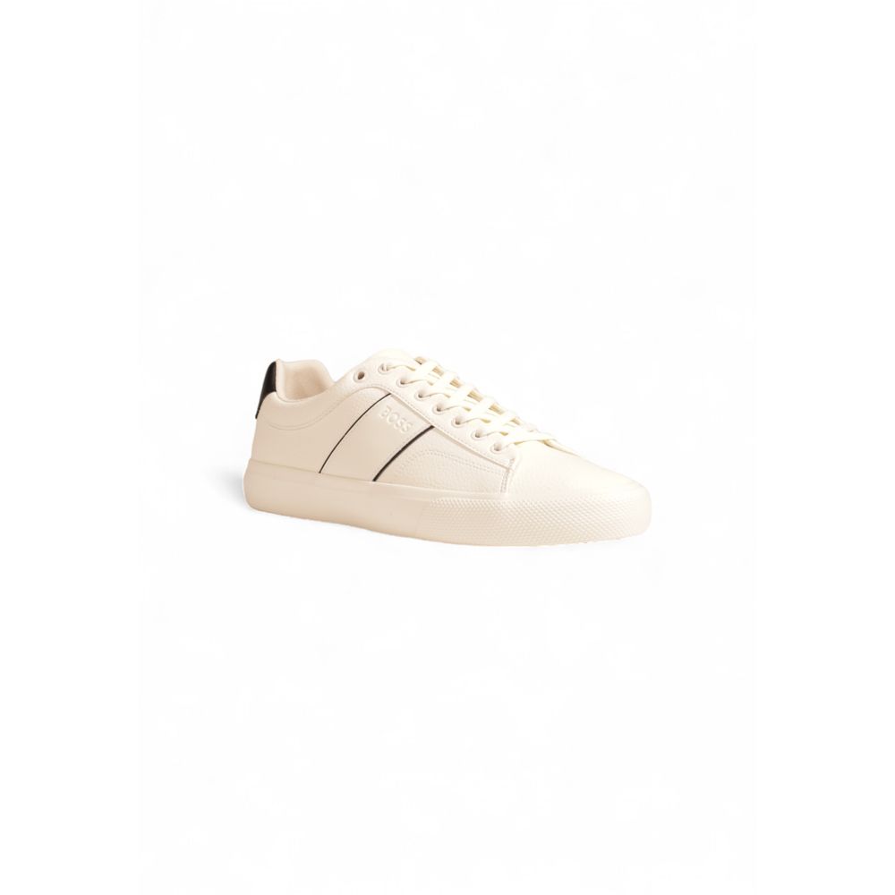 Hugo Boss Cream Leather Low Top Sneakers