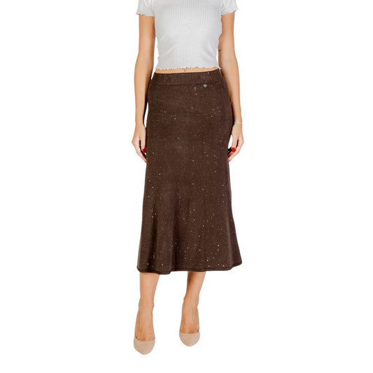 Liu Jo Brown Longuette Knitted Skirt in Viscose Blend