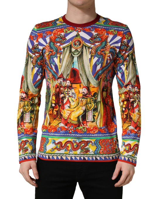 Dolce & Gabbana Multicolor Teatro Dei Pupi Men Long Sleeves  T-shirt