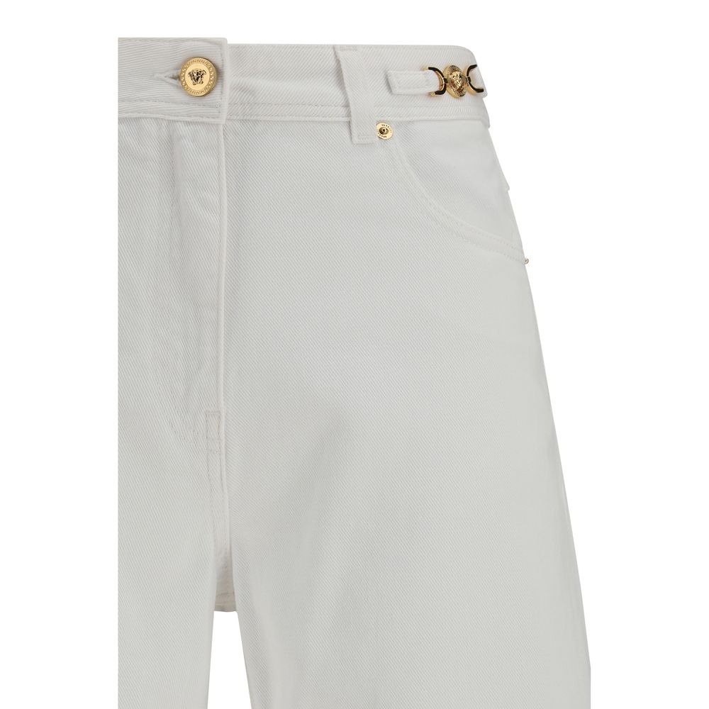 Versace White Cotton Straight-Leg Jeans