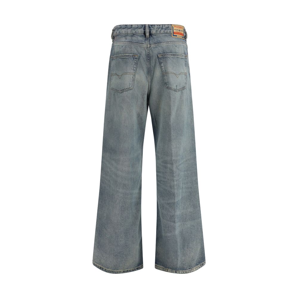 Diesel Blue Cotton Relaxed Fit Jeans
