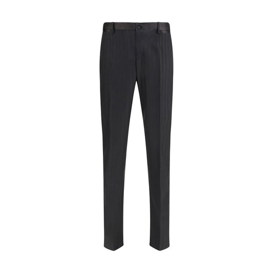 Dolce & Gabbana Black Fleece Wool Casual Pants
