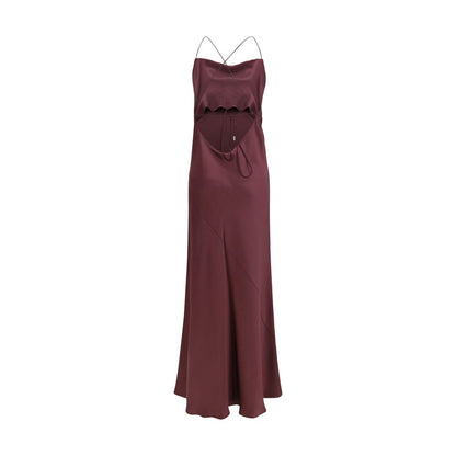 PINKO Bordeaux Marabou Casual Dress
