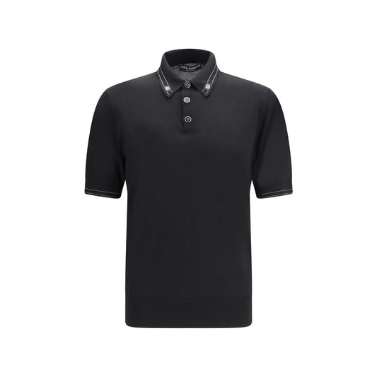 Dolce & Gabbana Black Silk Polo Shirt