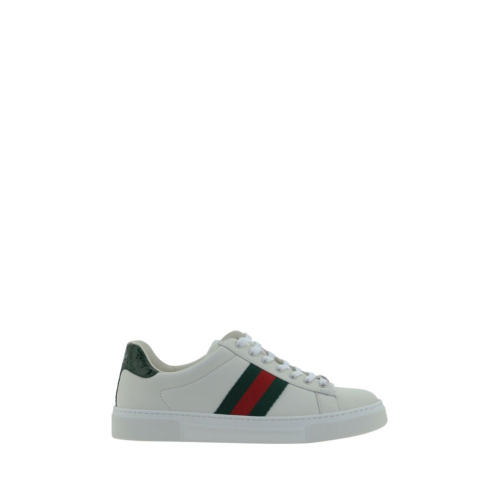 Gucci White Calf Leather Bos Taurus Low Top Sneakers