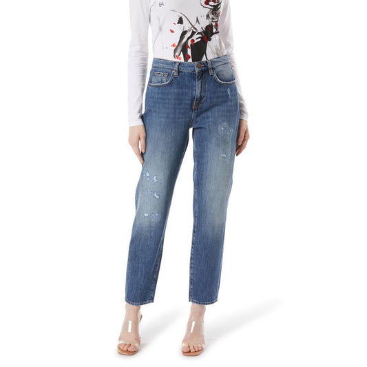 Gas Blue Cotton Straight-Leg Jeans