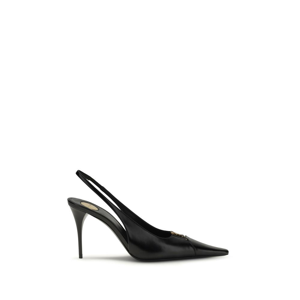 Saint Laurent Babylon Black Calf Leather Slingback Pumps