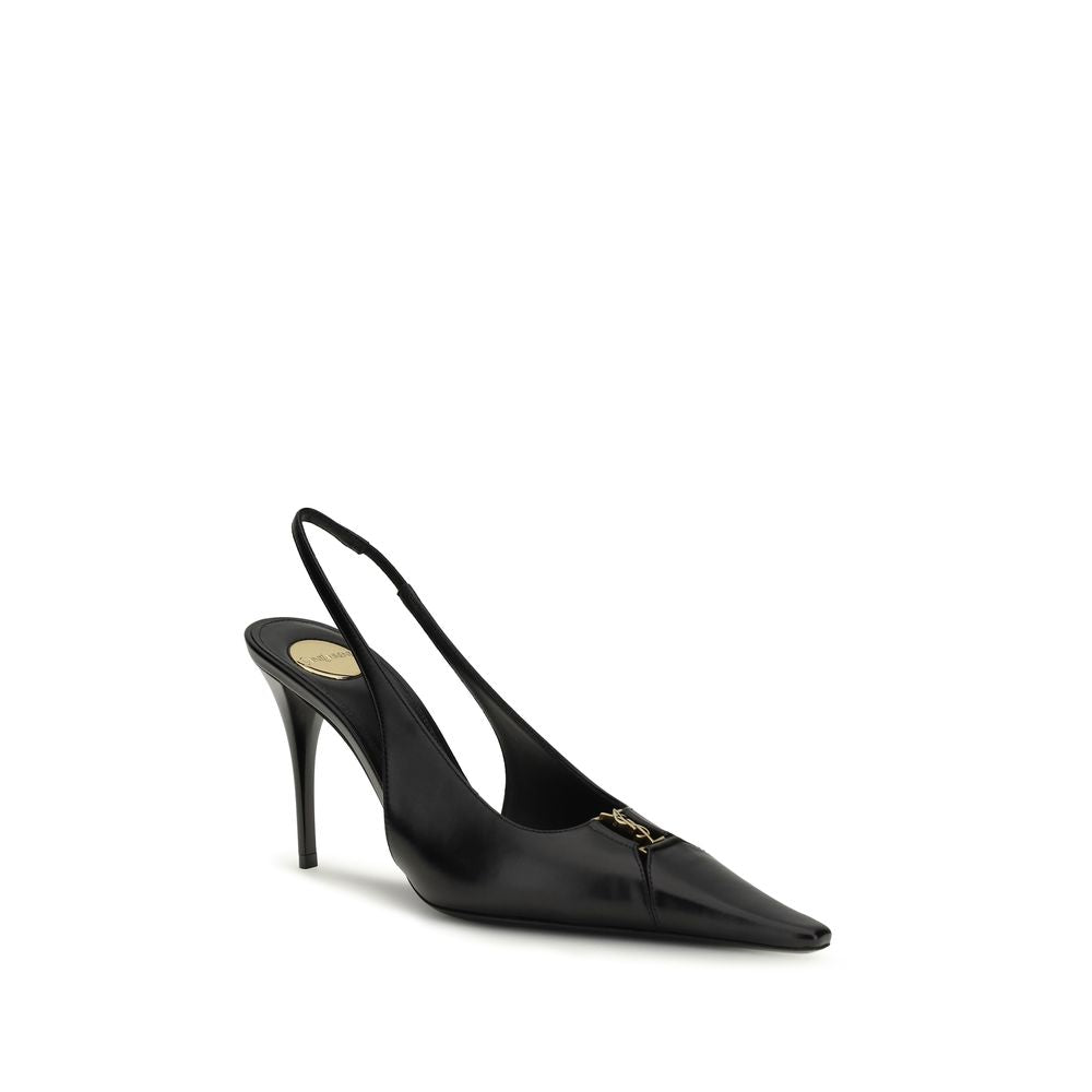 Saint Laurent Babylon Black Calf Leather Slingback Pumps
