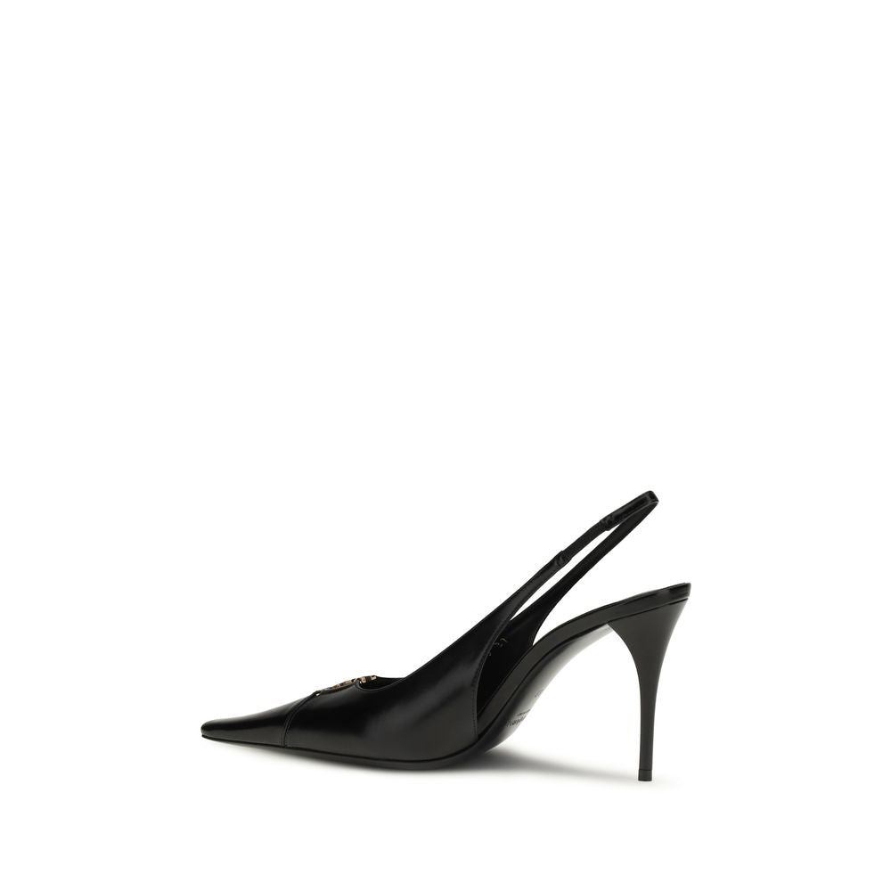 Saint Laurent Babylon Black Calf Leather Slingback Pumps