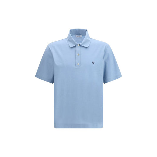 Ferragamo Blue Cotton Polo Shirt