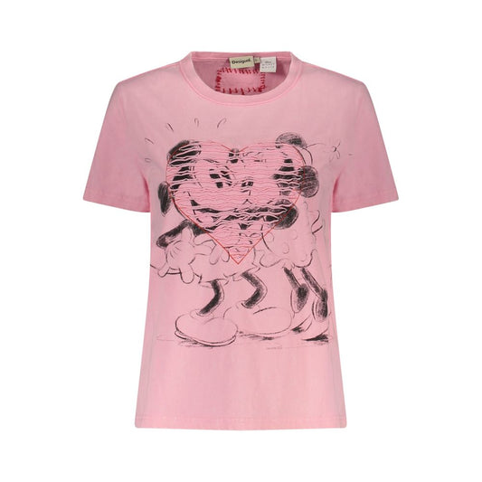 Desigual Pink Cotton Women T-Shirt