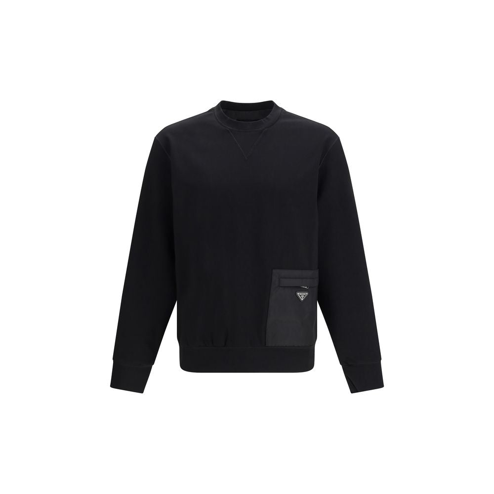 Prada Sweatshirt with Re-Nylon Pocket – Black