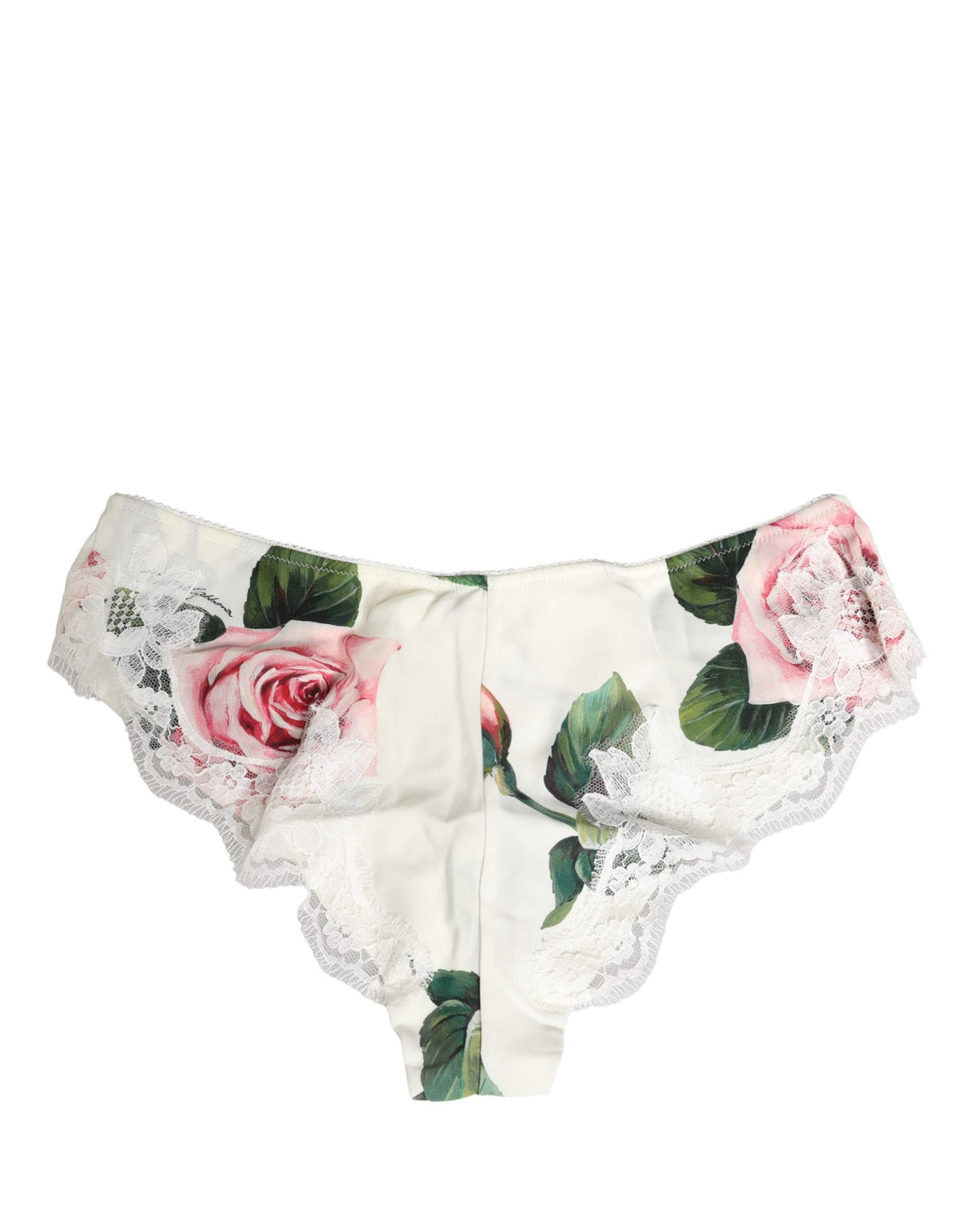 Dolce & Gabbana White Silk Floral Lace Trim Panty Brief Underwear