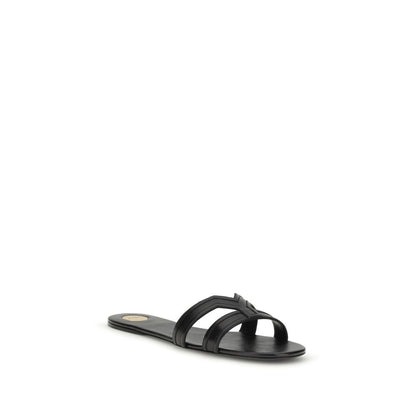 Saint Laurent Black Calf Leather Bos Taurus Sandals